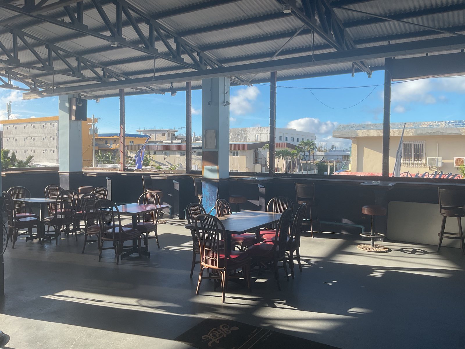 The Post's rooftop deck seating area